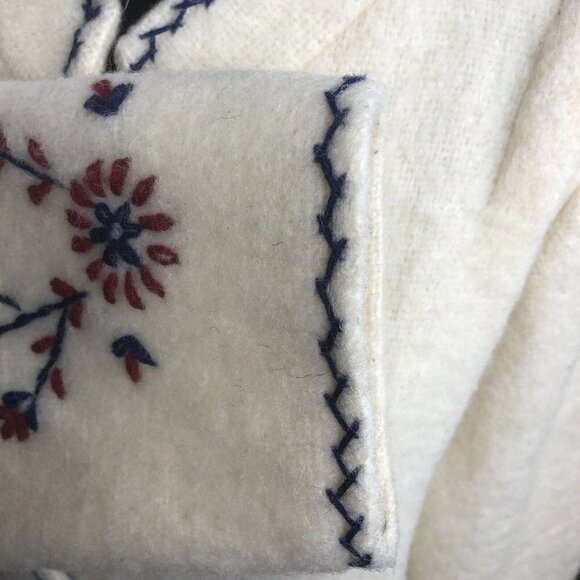 Vintage Fast Dves Wool Floral Embroidered Greece Jacket S Woman Hipster Grandma - Picture 8 of 12